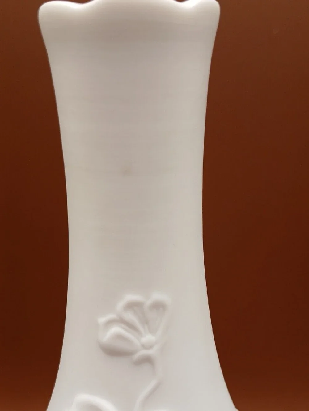 Kaiser W. Germany Matte Bisque White #654 Floral Porcelain Bud Vase 7.75